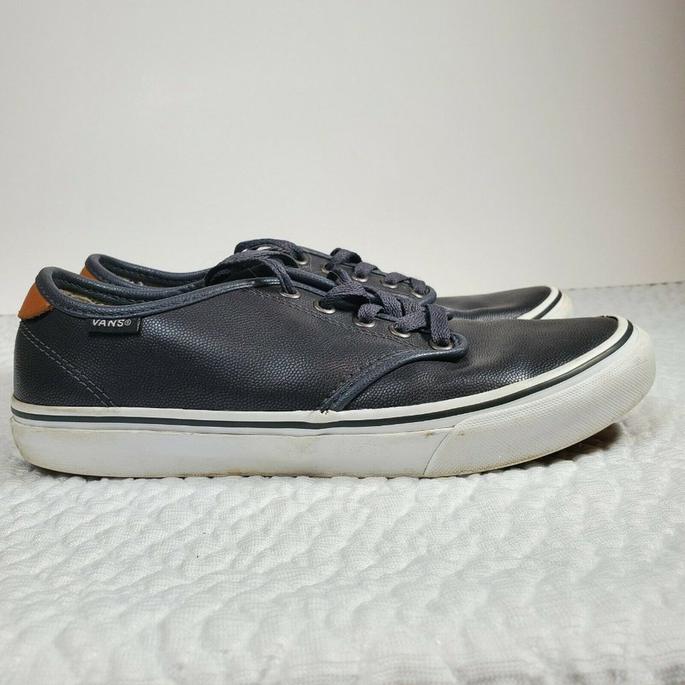 Vans Women's Size 8 Gray Leather White Lace Up Tie Sneakers Shoes